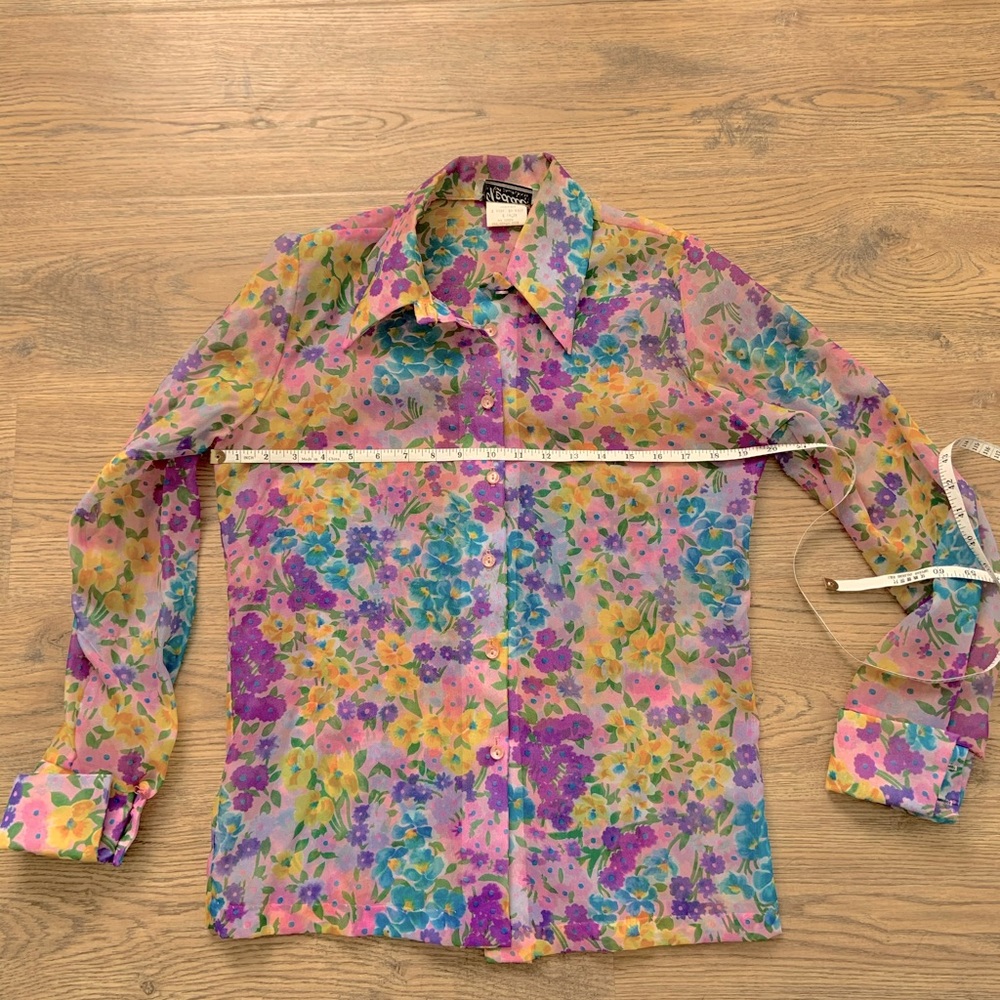 Vintage Sheer floral blouse with French cuffs